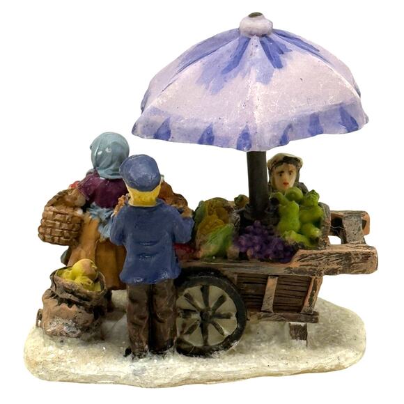 2003 Cobblestone Corners Fruit & Vegetable Cart with Umbrella Village 3.25″ W - Picture 3 of 6